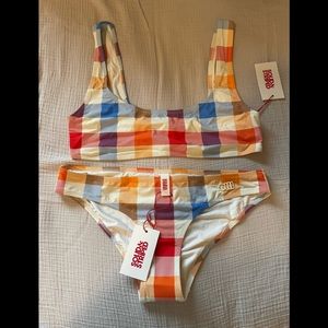 SOLID and STRIPED Elle Bikini - Large - Beach Plaid - NWT